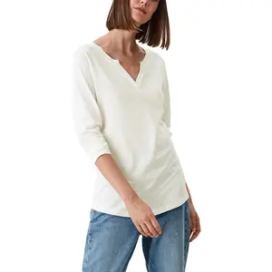 Women's Long Sleeve Jersey T-Shirt with Tunisian Collar QS image-1