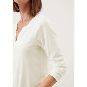 Women's Long Sleeve Jersey T-Shirt with Tunisian Collar QS image-2