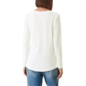 Women's Long Sleeve Jersey T-Shirt with Tunisian Collar QS image-4