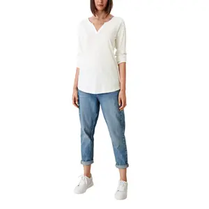 Women's Long Sleeve Jersey T-Shirt with Tunisian Collar QS image-5