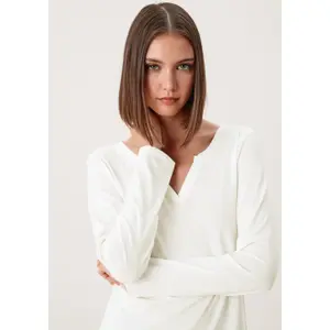 Women's Long Sleeve Jersey T-Shirt with Tunisian Collar QS image-6