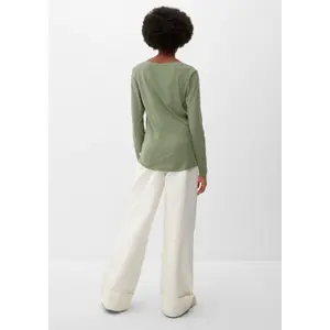 Women's Long Sleeve Jersey T-Shirt with Tunisian Collar QS image-3