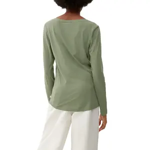 Women's Long Sleeve Jersey T-Shirt with Tunisian Collar QS image-4