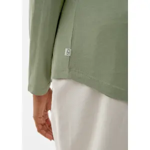 Women's Long Sleeve Jersey T-Shirt with Tunisian Collar QS image-6