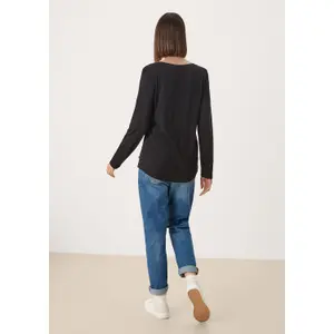 Women's Long Sleeve Jersey T-Shirt with Tunisian Collar QS image-3