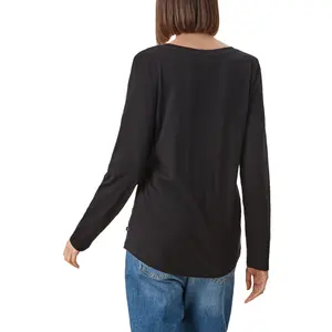 Women's Long Sleeve Jersey T-Shirt with Tunisian Collar QS image-4