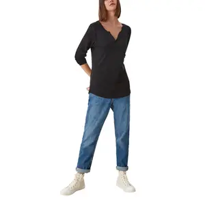 Women's Long Sleeve Jersey T-Shirt with Tunisian Collar QS image-5
