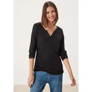 Women's Long Sleeve Jersey T-Shirt with Tunisian Collar QS image-6