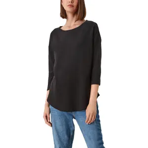 Women's Textured Jacquard Long Sleeve 3/4 Sleeve Top with Drop Shoulders QS image-1