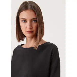 Women's Textured Jacquard Long Sleeve 3/4 Sleeve Top with Drop Shoulders QS image-2