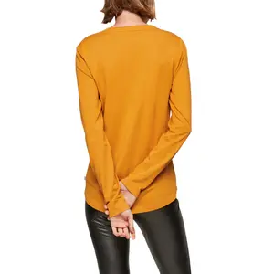 Women's Long Sleeve Jersey T-Shirt with Tunisian Collar QS image-4
