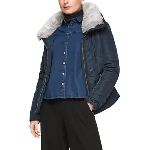 Women's Faux Fur Collar Puffer Jacket QS image-1
