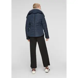Women's Faux Fur Collar Puffer Jacket QS image-3