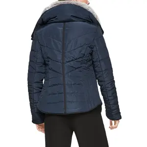 Women's Faux Fur Collar Puffer Jacket QS image-4