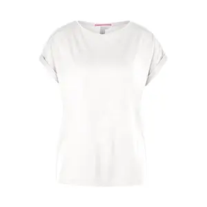 Womens Relaxed Fit Lyocell Blend Round Neck T-Shirt QS image-0