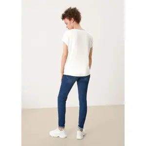 Womens Relaxed Fit Lyocell Blend Round Neck T-Shirt QS image-3