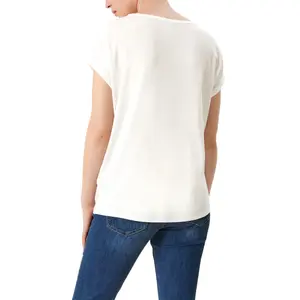 Womens Relaxed Fit Lyocell Blend Round Neck T-Shirt QS image-4