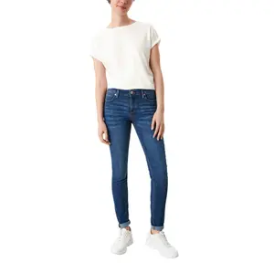 Womens Relaxed Fit Lyocell Blend Round Neck T-Shirt QS image-5