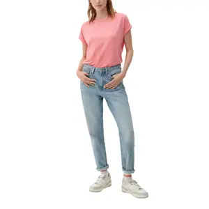 Womens Relaxed Fit Lyocell Blend Round Neck T-Shirt QS image-5