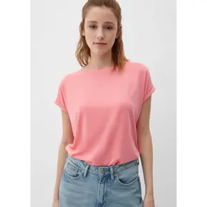 Womens Relaxed Fit Lyocell Blend Round Neck T-Shirt QS image-6