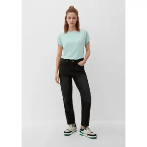 Womens Relaxed Fit Lyocell Blend Round Neck T-Shirt QS image-6