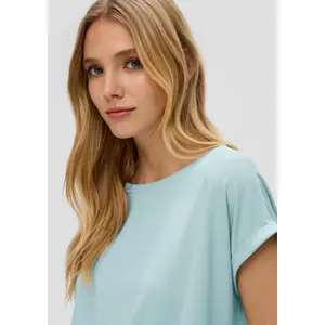 Womens Relaxed Fit Lyocell Blend Round Neck T-Shirt QS image-2