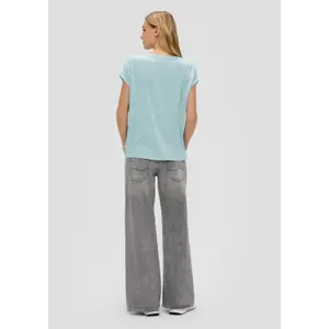 Womens Relaxed Fit Lyocell Blend Round Neck T-Shirt QS image-3