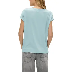 Womens Relaxed Fit Lyocell Blend Round Neck T-Shirt QS image-4