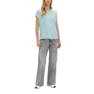 Womens Relaxed Fit Lyocell Blend Round Neck T-Shirt QS image-5