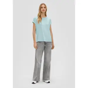 Womens Relaxed Fit Lyocell Blend Round Neck T-Shirt QS image-6