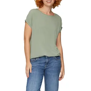 Womens Relaxed Fit Lyocell Blend Round Neck T-Shirt QS image-2