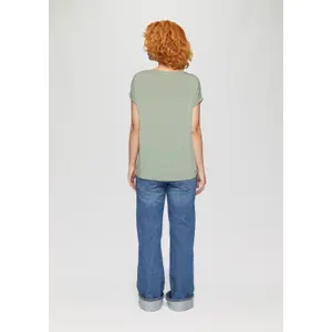 Womens Relaxed Fit Lyocell Blend Round Neck T-Shirt QS image-4