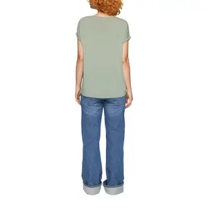 Womens Relaxed Fit Lyocell Blend Round Neck T-Shirt QS image-5