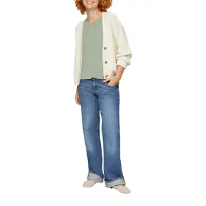 Womens Relaxed Fit Lyocell Blend Round Neck T-Shirt QS image-6