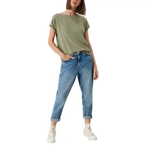 Womens Relaxed Fit Lyocell Blend Round Neck T-Shirt QS image-5
