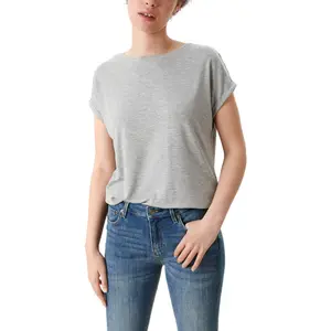 Womens Relaxed Fit Lyocell Blend Round Neck T-Shirt QS image-1