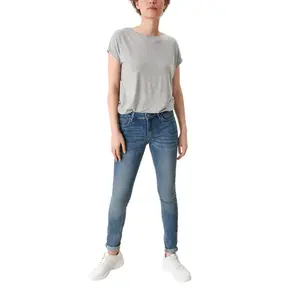 Womens Relaxed Fit Lyocell Blend Round Neck T-Shirt QS image-5