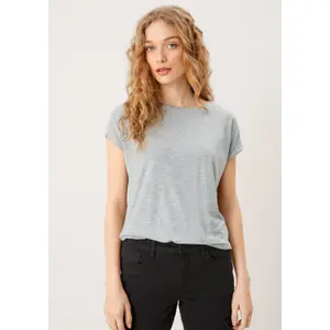 Womens Relaxed Fit Lyocell Blend Round Neck T-Shirt QS image-6