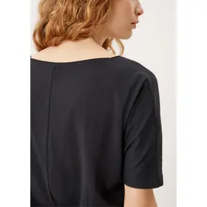 Women's Batwing Sleeved Jersey Cotton Marled T-shirt QS image-2