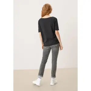 Women's Batwing Sleeved Jersey Cotton Marled T-shirt QS image-3