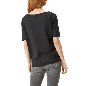 Women's Batwing Sleeved Jersey Cotton Marled T-shirt QS image-4