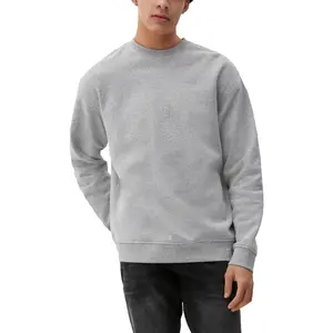 Heathered Round Neck Sweatshirt with Embroidered Logo QS image-2