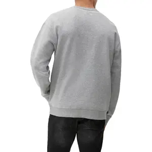 Heathered Round Neck Sweatshirt with Embroidered Logo QS image-5