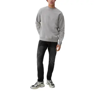 Heathered Round Neck Sweatshirt with Embroidered Logo QS image-6