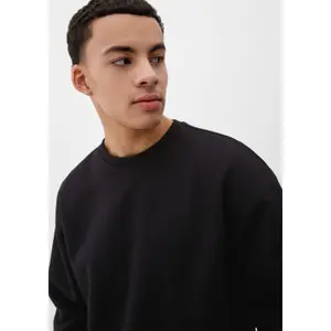 Sweatshirt with Dropped Shoulders and Embroidered Logo QS image-3