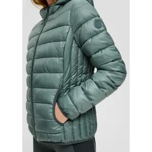 Hooded Puffer Jacket with Piping Women QS image-3