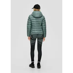 Hooded Puffer Jacket with Piping Women QS image-4