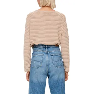 Viscose Blend Structured Pattern Top for Women QS image-5