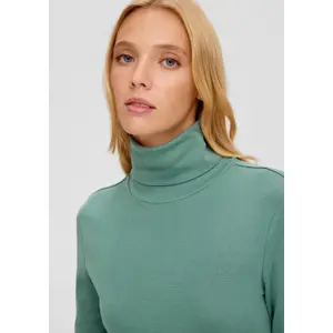 Women's Long Sleeve Cotton Jersey Roll Neck T-Shirt QS image-2