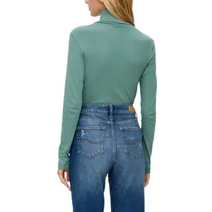 Women's Long Sleeve Cotton Jersey Roll Neck T-Shirt QS image-4